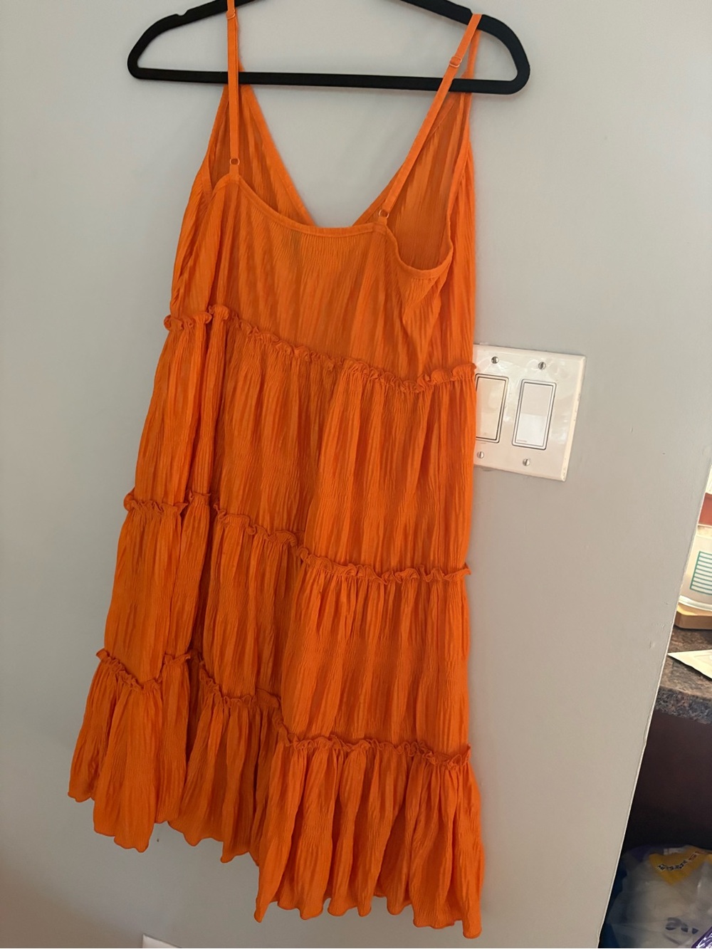 ASOS Orange Tiered Sleeveless Sundress casual wedding guest dress - Picture 3 of 3